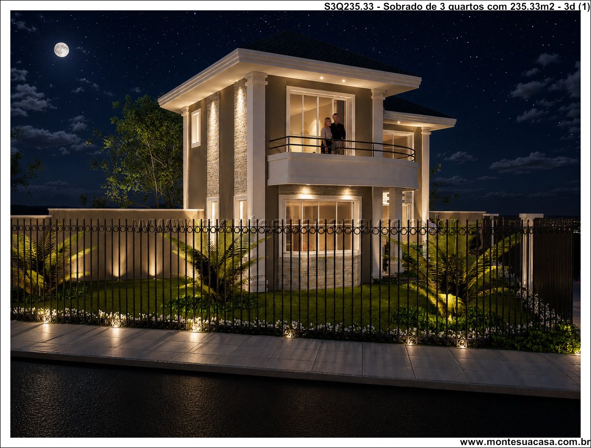 235.33m2-projeto-residencial-3-quartos-com-sacada-e-churrasqueira - Imagem 2