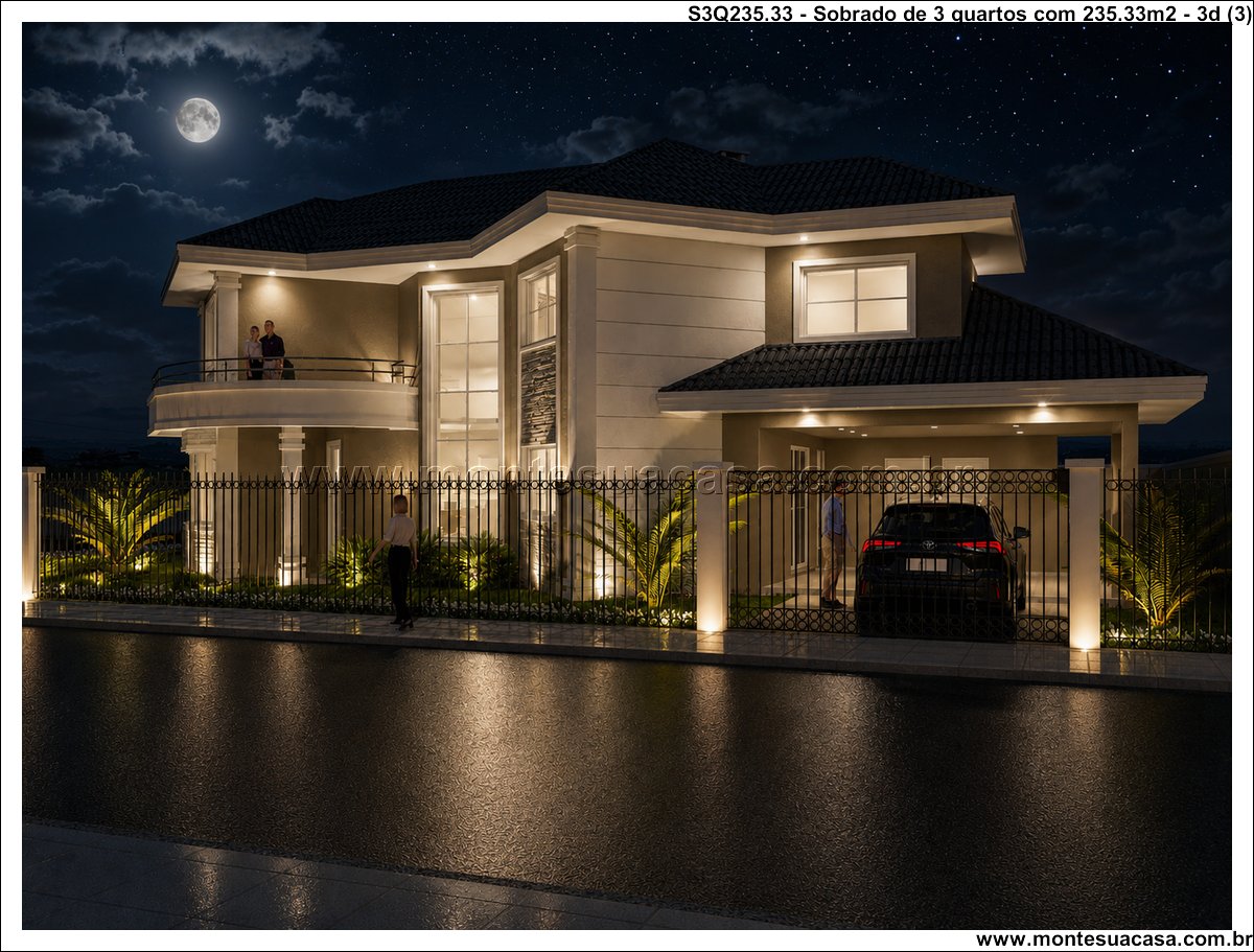 235.33m2-projeto-residencial-3-quartos-com-sacada-e-churrasqueira - Imagem 4