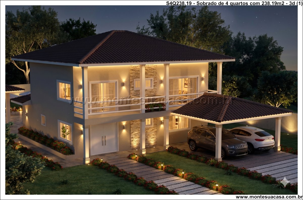 238.19m2-sobrado-moderno-com-4-quartos-piscina-churrasqueira-e-garagem-coberta-para-2-carros - Imagem 2