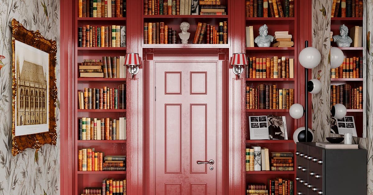 biblioteca europeia tradicional transforma escritório compacto em um espaço de leitura em camadas