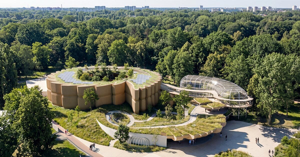 os quatro elementos informam a proposta modulada do pavilhão zoológico na Polônia