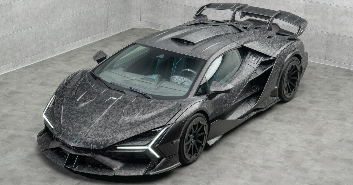 Carro mansory baseado em lamborghini é feito de fibra de carbono cozida