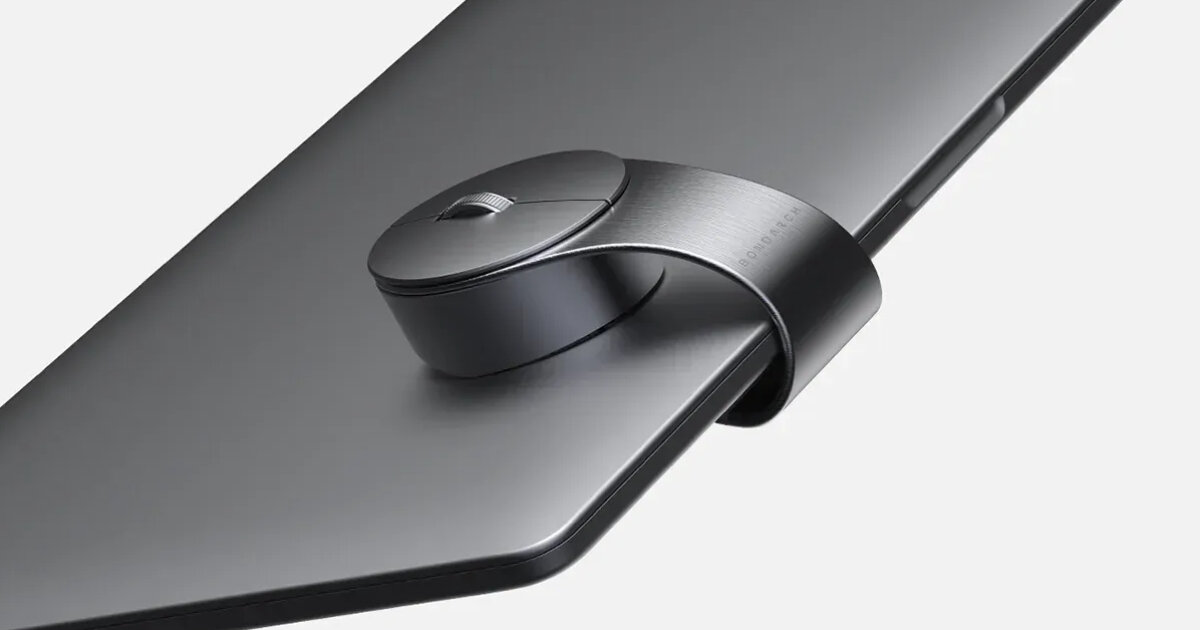 mouse clip-on sem fio ‘bondclip’ gira em torno de laptops