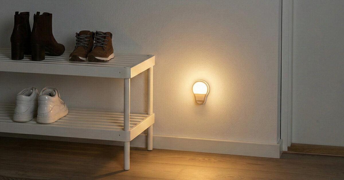 A luz noturna LED da IKEA com sensor brilha sem conectar