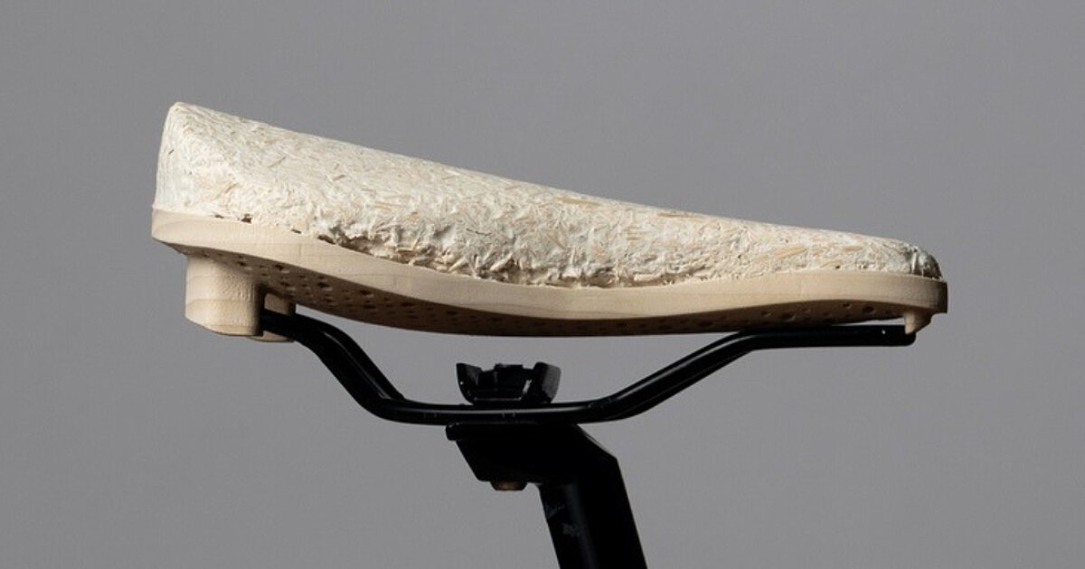 micélio molda assento de bicicleta de madeira compostável