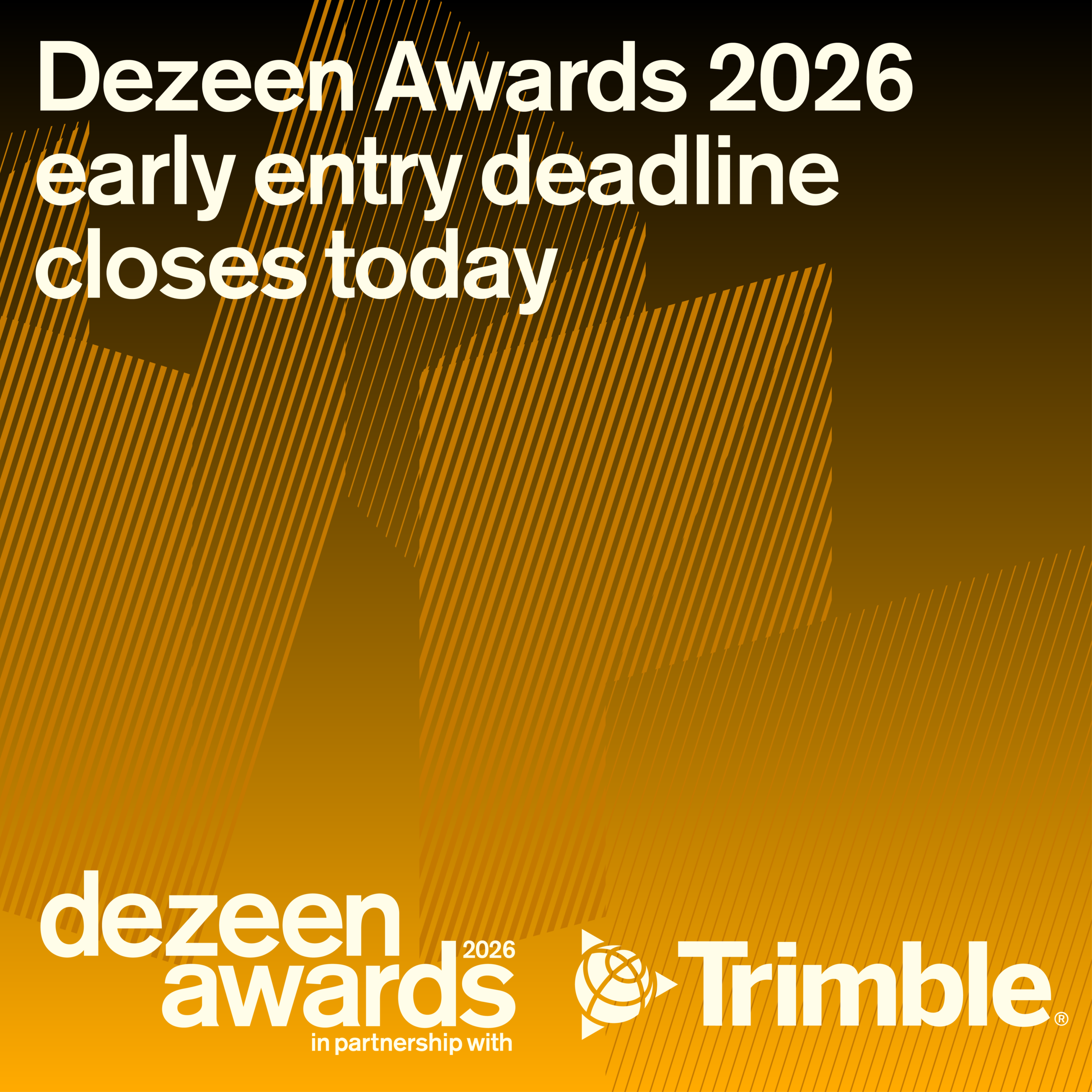 O prazo de inscrição antecipada do Dezeen Awards 2026 termina hoje