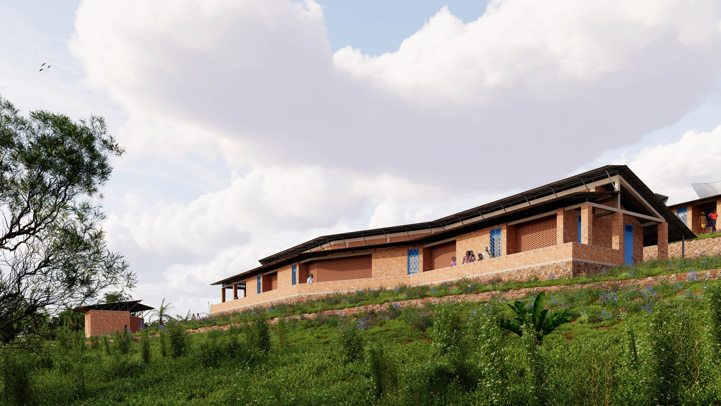 Kéré Architecture projeta tijolos perfurados na Clínica Ineza em Burundi