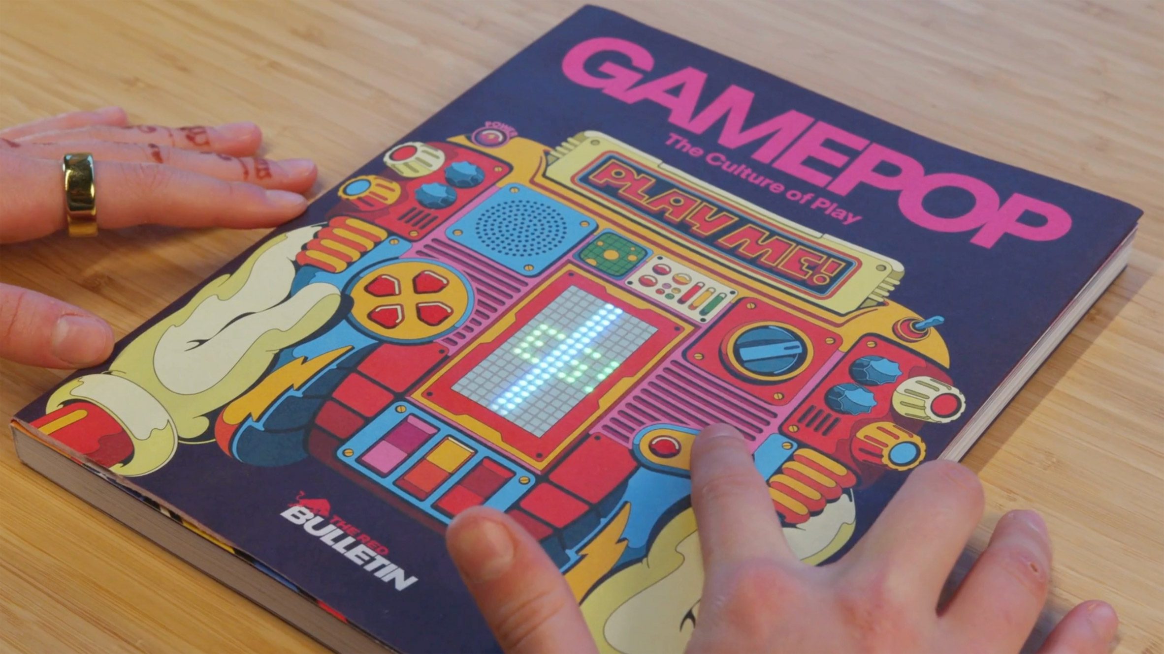 Jogo de Tetris jogável, fino como papel, forma capa da revista GamePop