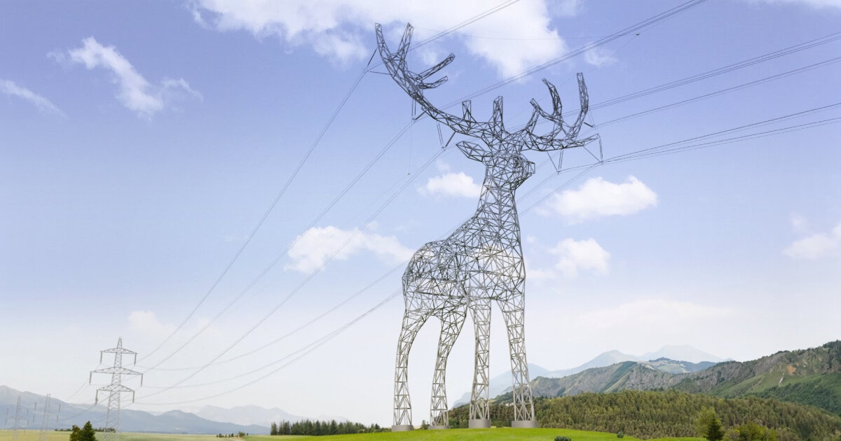 linhas de energia em forma de esculturas de animais fornecem energia na Áustria