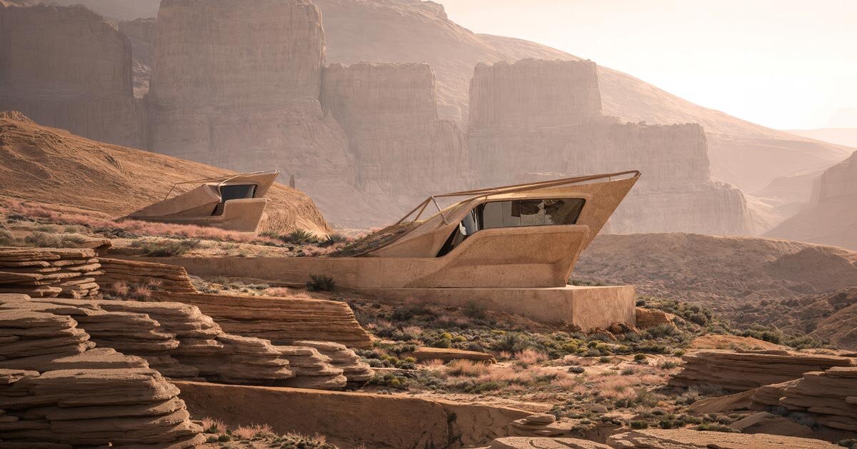 Prismas de terra batida esculpem um observatório no deserto de Utah