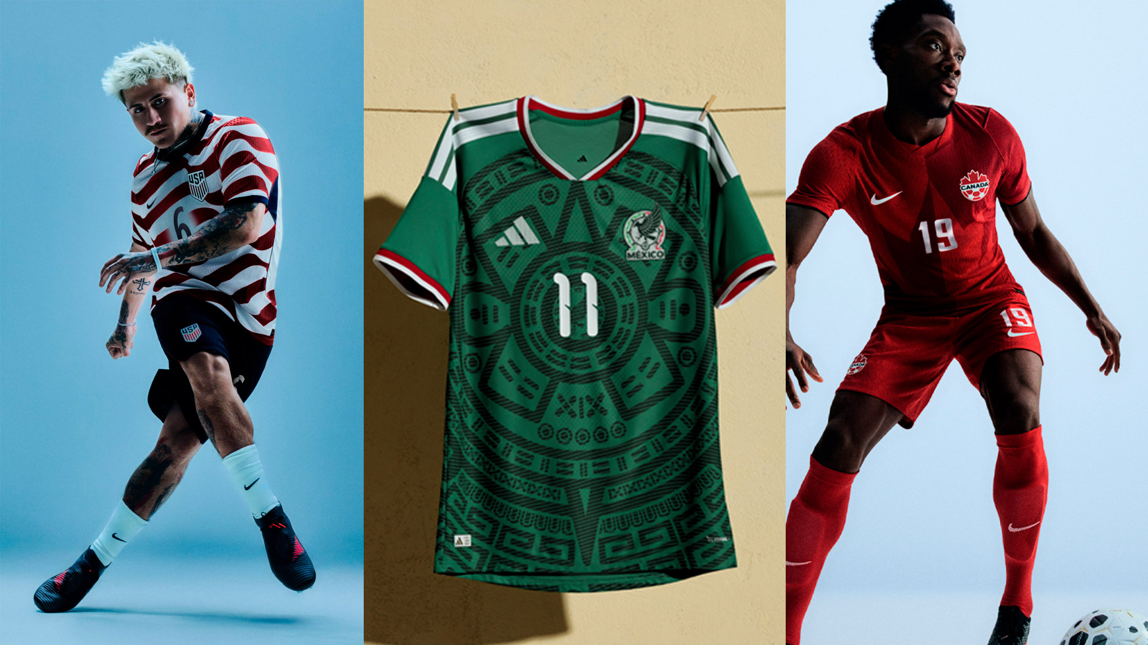 Aqui estão os kits dos países-sede da Copa do Mundo de 2026