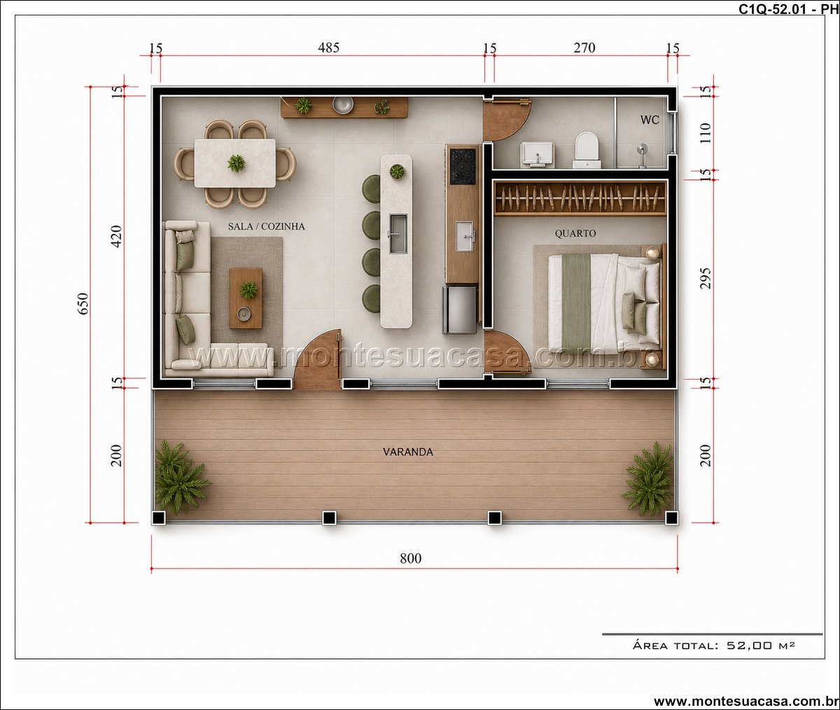 52.01m2-casa-terrea-1-quarto-com-varanda - Imagem 8