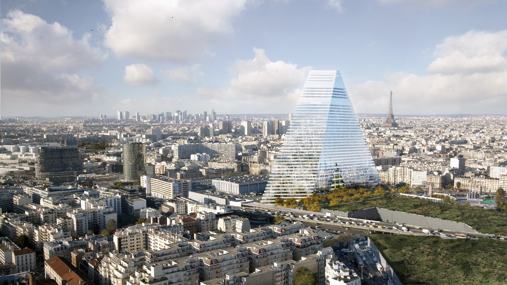 Arranha-céu Tour Triangle de Herzog & de Meuron chega ao topo em Paris