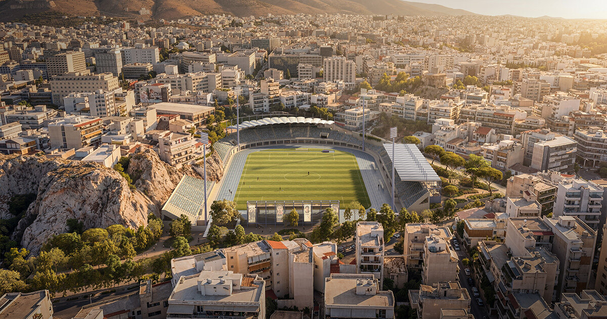 k-studio redesenha o estádio El Paso do AKFC em torno de formações rochosas em Atenas