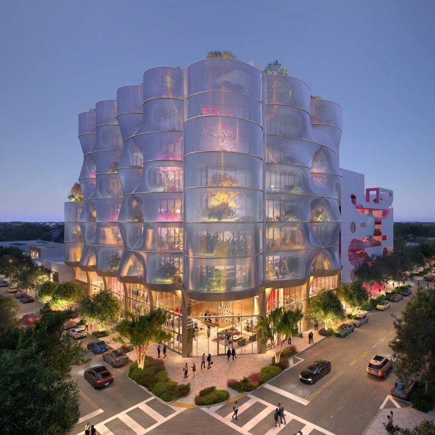 Dezeen Agenda apresenta um edifício coberto de malha em Miami por Snøhetta