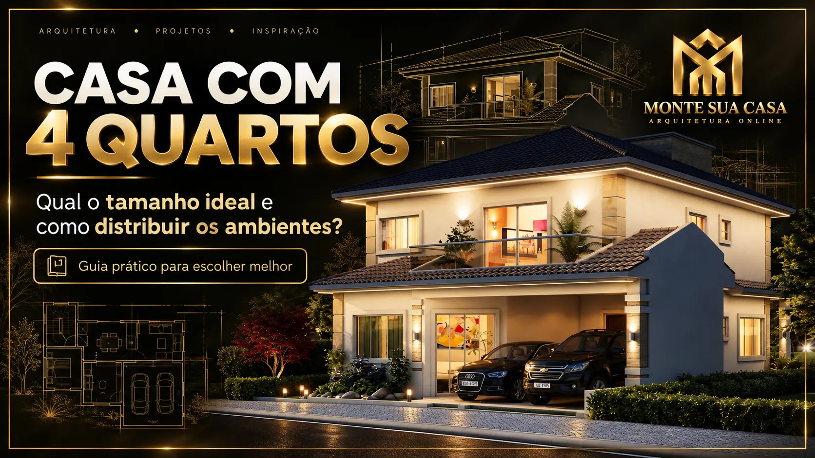 Casa com 4 quartos mostrando exemplo de sobrado e distribuição dos ambientes